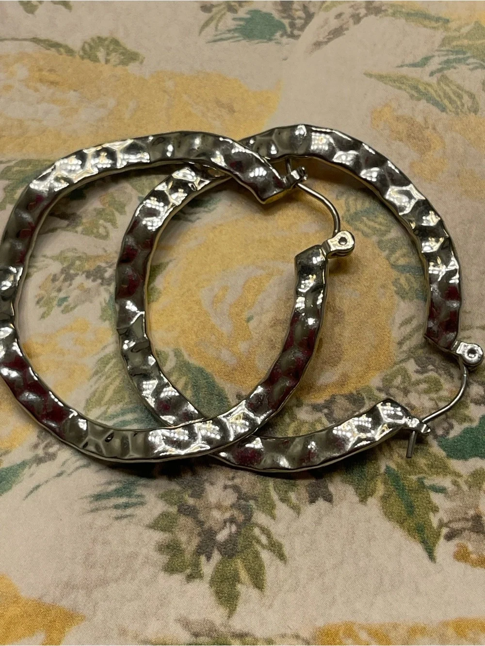 Lia Sophia Hammered Silver Hoop Earrings - Picture 1 of 6
